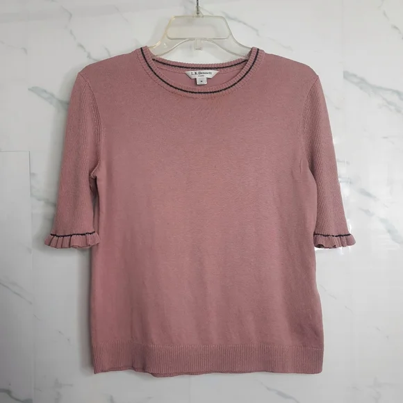 LK BENNETT Silk Blend Sweater Ruffle Half Sleeve Blush Pink London Knit Quiet M - Picture 2 of 6